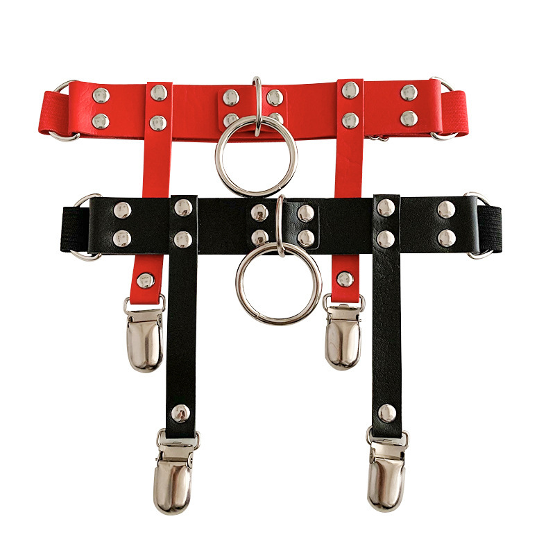 Factory Direct all-match peach heart cat face thigh ring sexy leather leg ring elastic band adjustable non-slip buckle socks clip