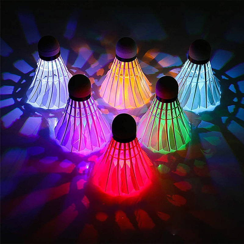 Manufacturers supply LED flashing bright color luminous badminton resistant night training supplies goose fur ball 4