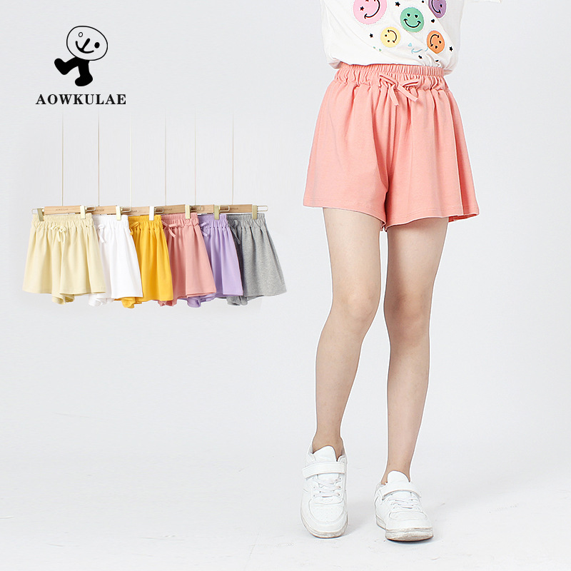 Children's Pants Summer Korean Style New Girls Casual Shorts Big Kids Bow Solid Color Pants Girls' Shorts for Hair