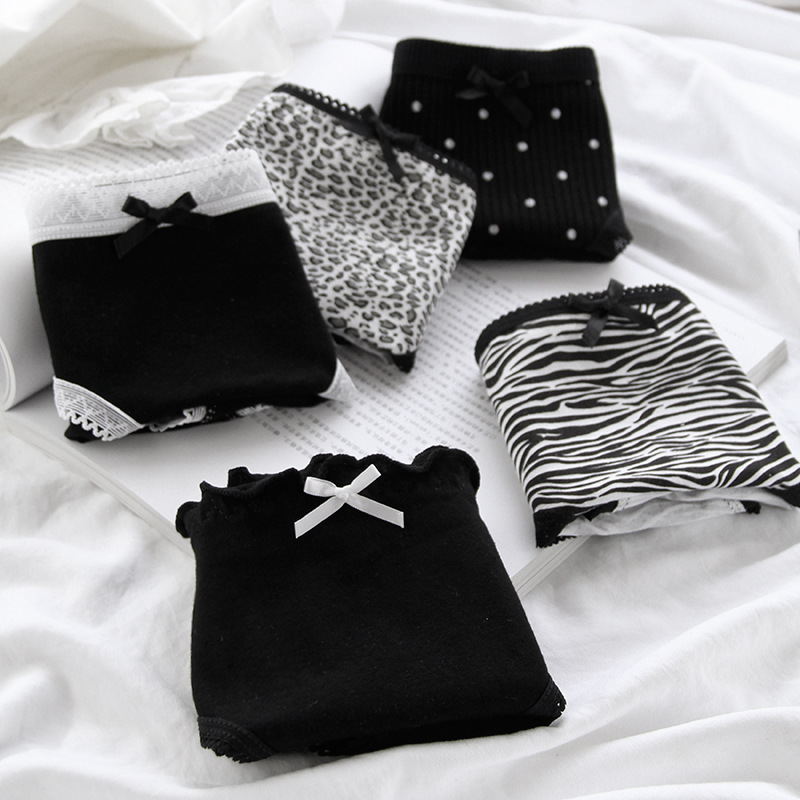 Yujie wind leopard print underwear women's sexy cute little zebra cotton comfortable breathable waist briefs 3130