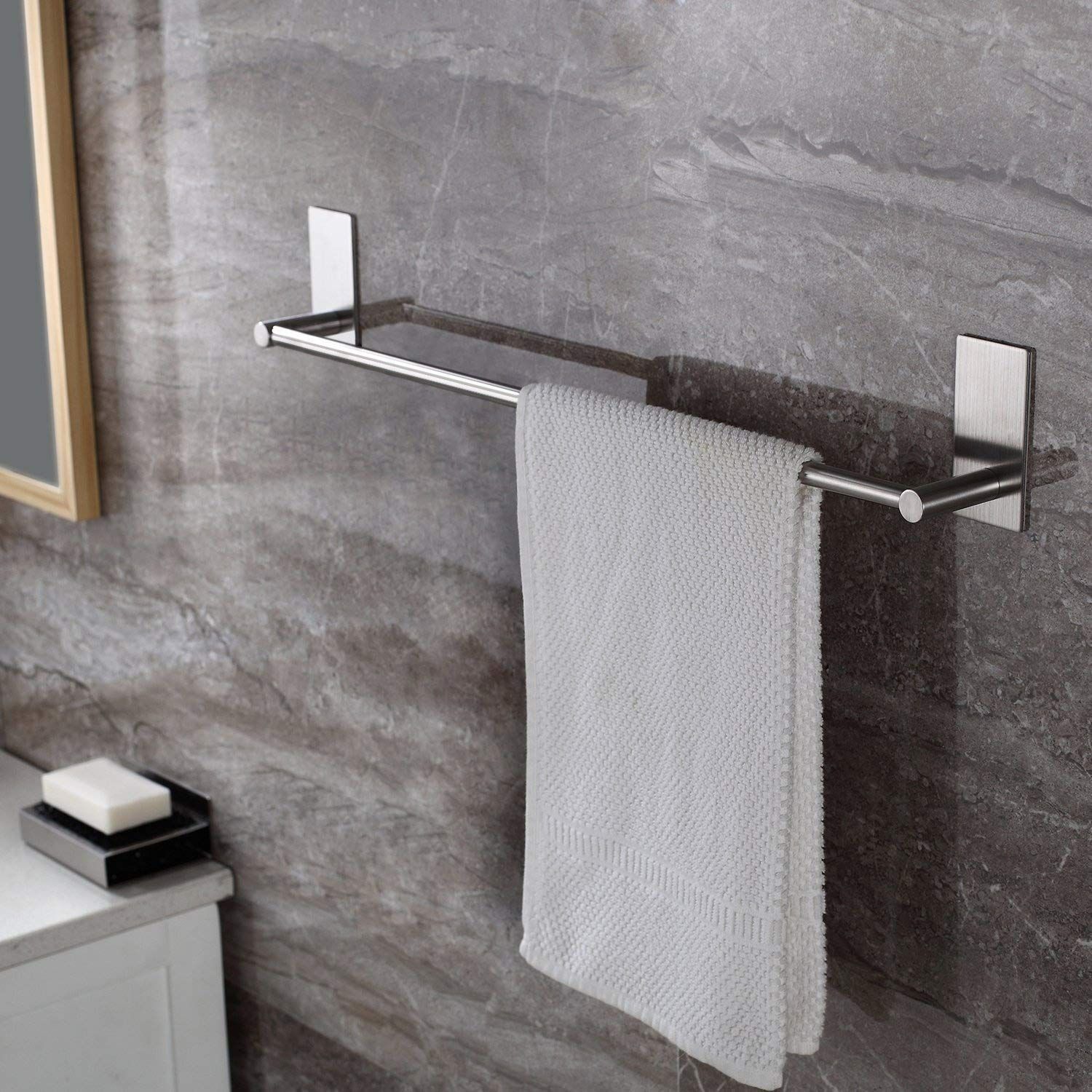 Bathroom paste towel bar bathroom non-drilling towel rack sus304 stainless steel brushed black non-drilling