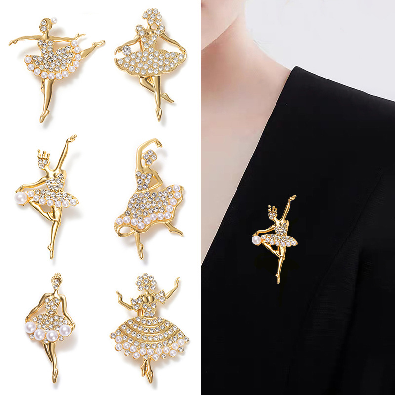 Cross-border European and American Korean dance 6 gold and silver two-color series brooch accessories accessories clothing supplies independent packaging