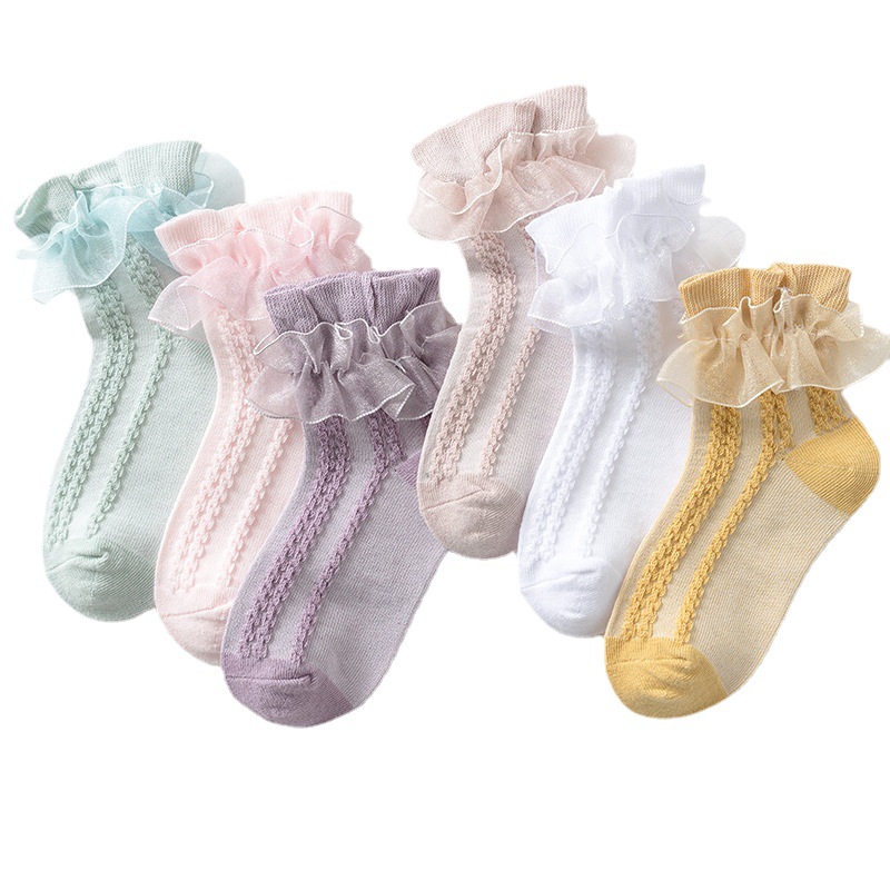 Girls Socks Double Lace Lace Socks Spring and Autumn Summer Little Girls Princess Dance Baby Socks Cotton Children Socks