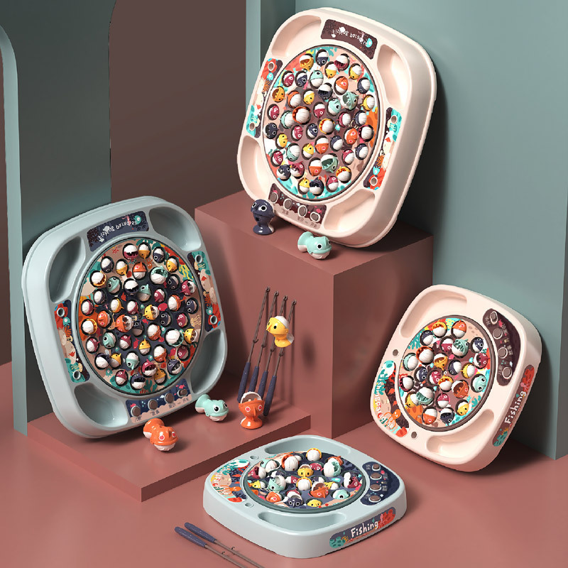 Cross-border Children's Simulation Electric Rotary Cycle Diaoyutai Set Early Education Competition Fishing Plate Sound and Light Interactive Toy