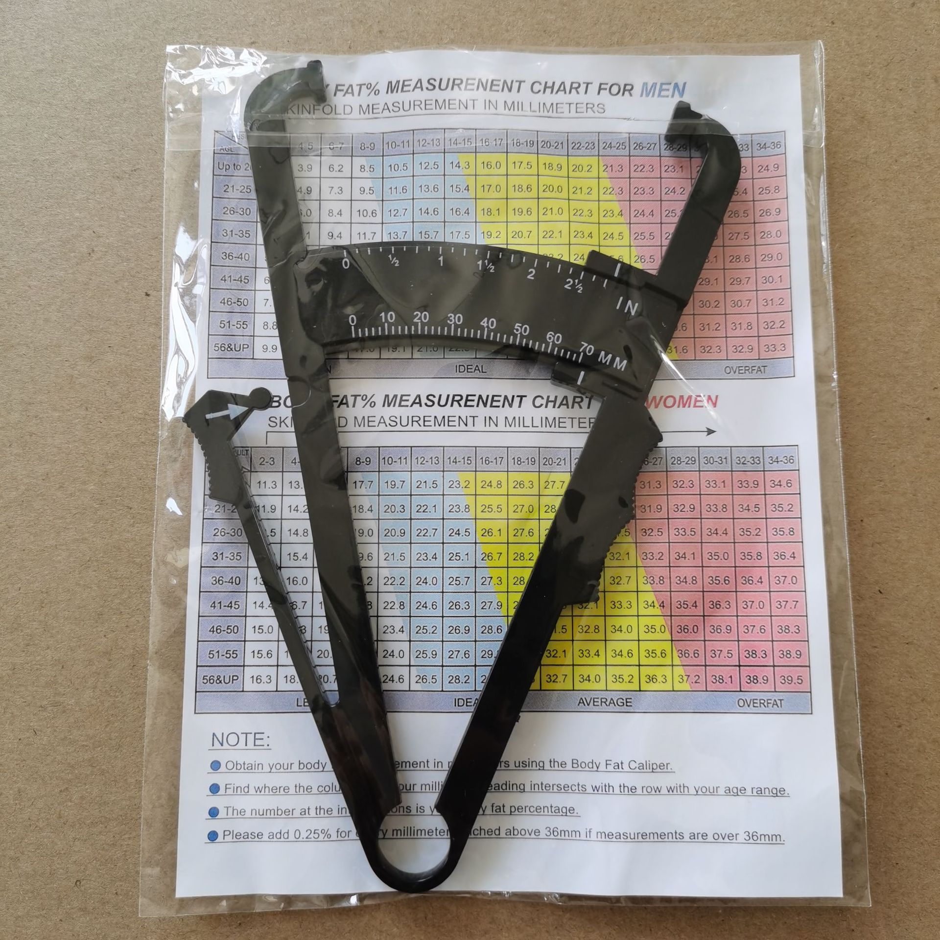 Fat Caliper Waist Ruler Combination Set Body Fat Measuring Instrument Sebum Clamp Measuring Clip Y-Size Set