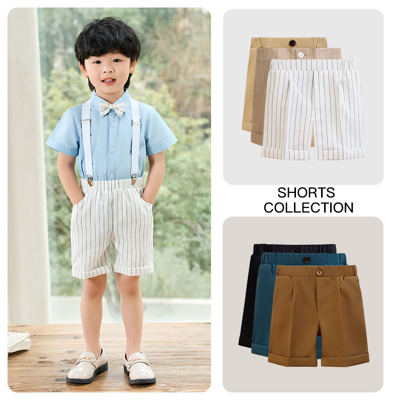 Children's Trousers Summer New Boys' Striped Suit Pants Small and Middle School Students School Pants Performance Clothing Shorts Manufacturers