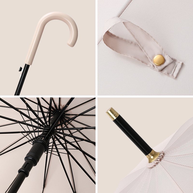 A large number of wholesale umbrella Japanese plain long handle straight rod umbrella rain umbrella 16-strand curved handle advertising umbrella LOGO