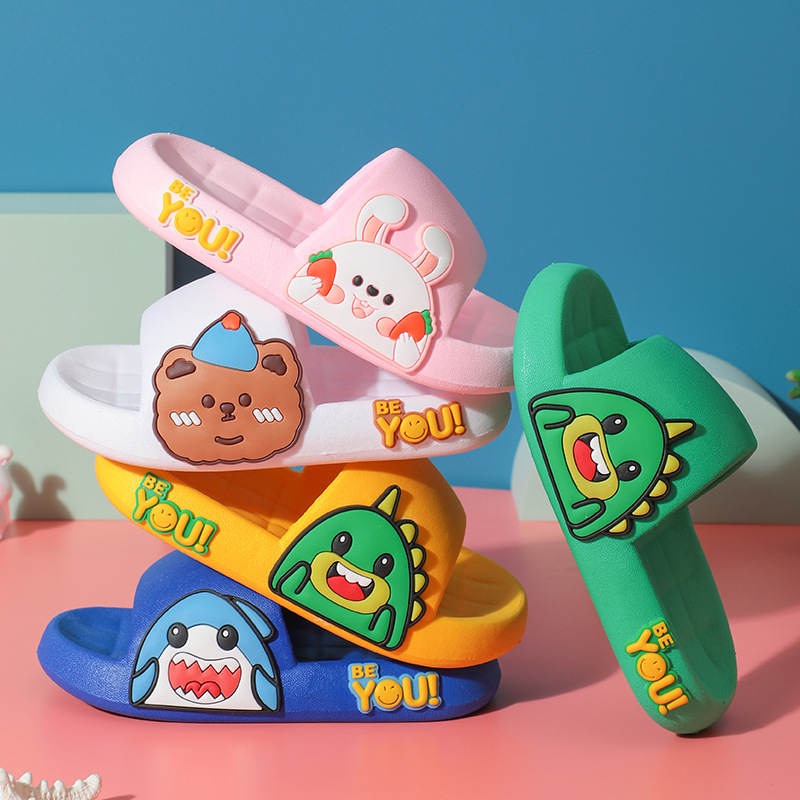 Children's Slippers Summer Cartoon Dinosaur Soft Bottom Boys and Girls Baby Rabbit Shark Non-slip Slip Slippers
