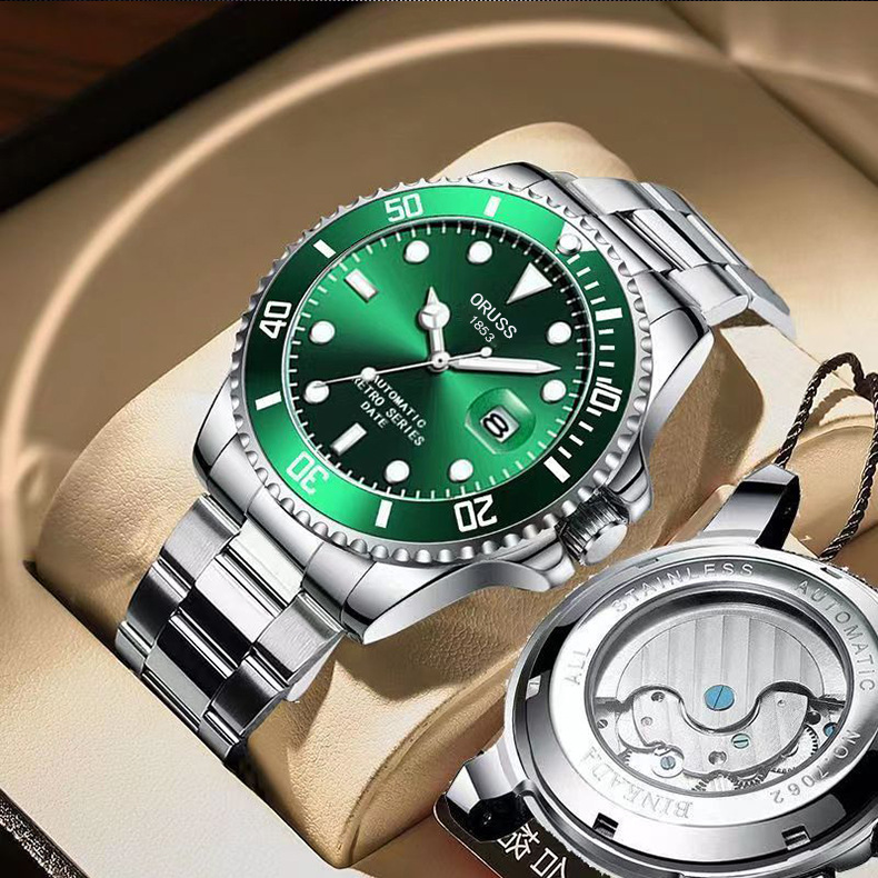 Foreign trade generation watch men's automatic non-mechanical watch waterproof luminous business trend transparent bottom Tourbillon wrist watch