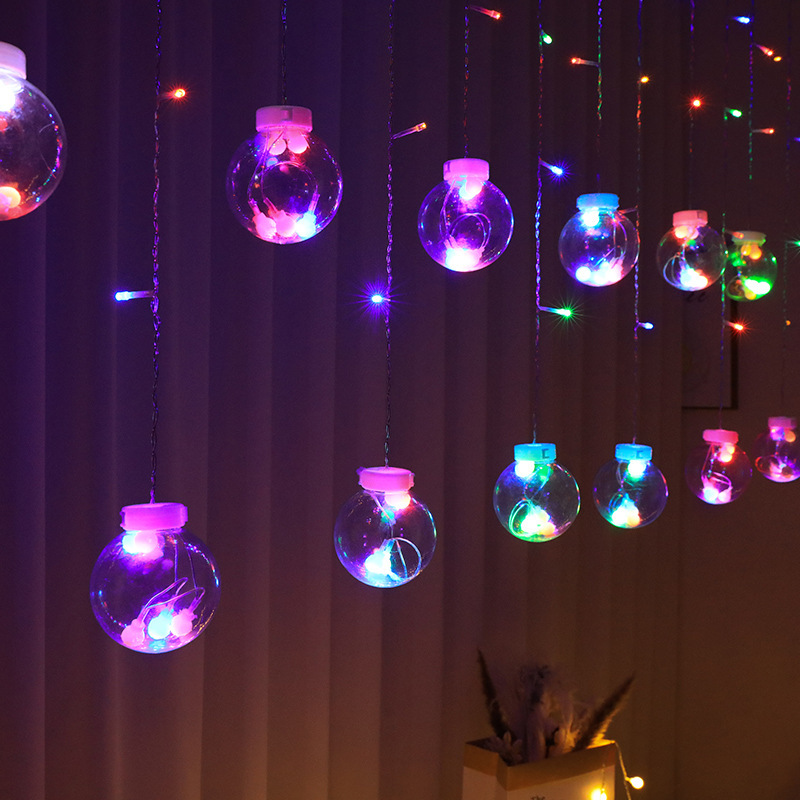 願い事のボールのledのカラーライトのカーテンの明かりは満天の星の部屋の寝室の丸いボールの装飾の明かりの多いシーンの雰囲気の配置をつなぎます。|undefined