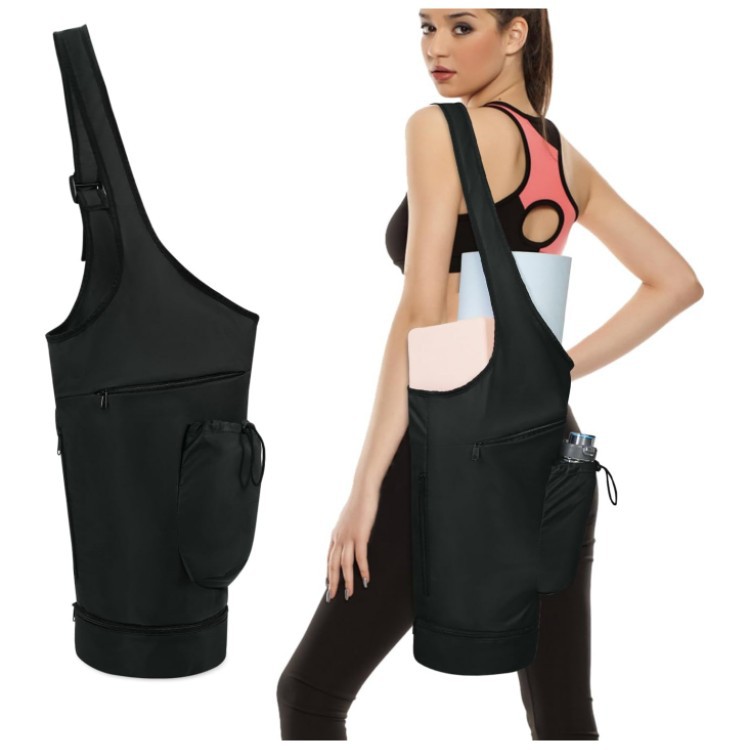 Borsa per tappetino yoga, borsa lunga con apertura grande per tappetino yoga, tasca impermeabile e borsa per bottiglia d'acqua con coulisse_voghion.com