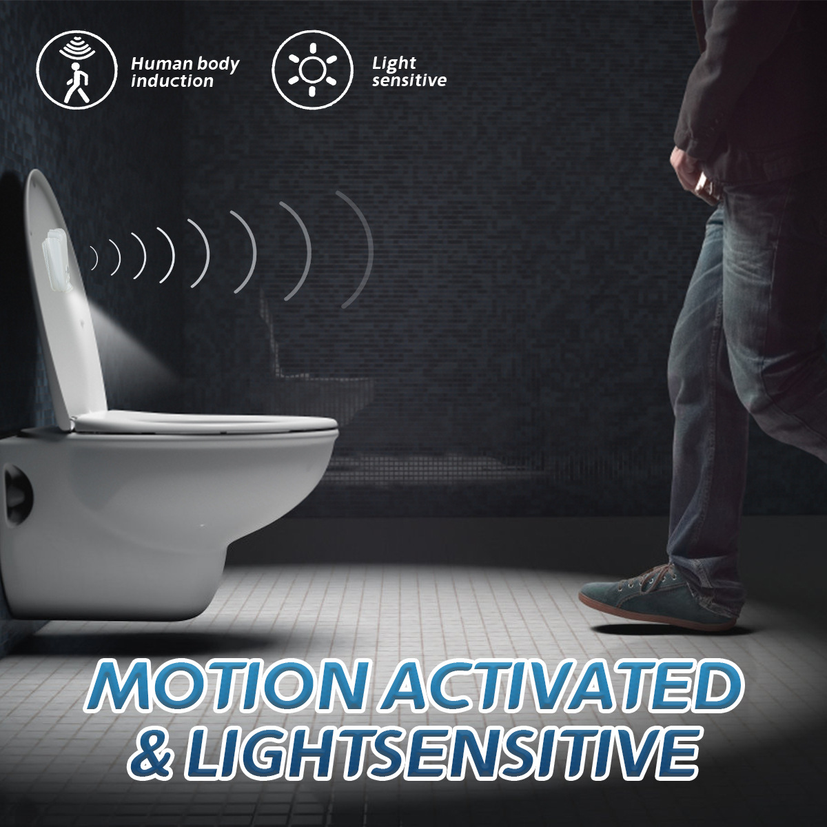 2023 new creative toilet projection lamp intelligent human body induction night light light control induction atmosphere lamp toilet lamp