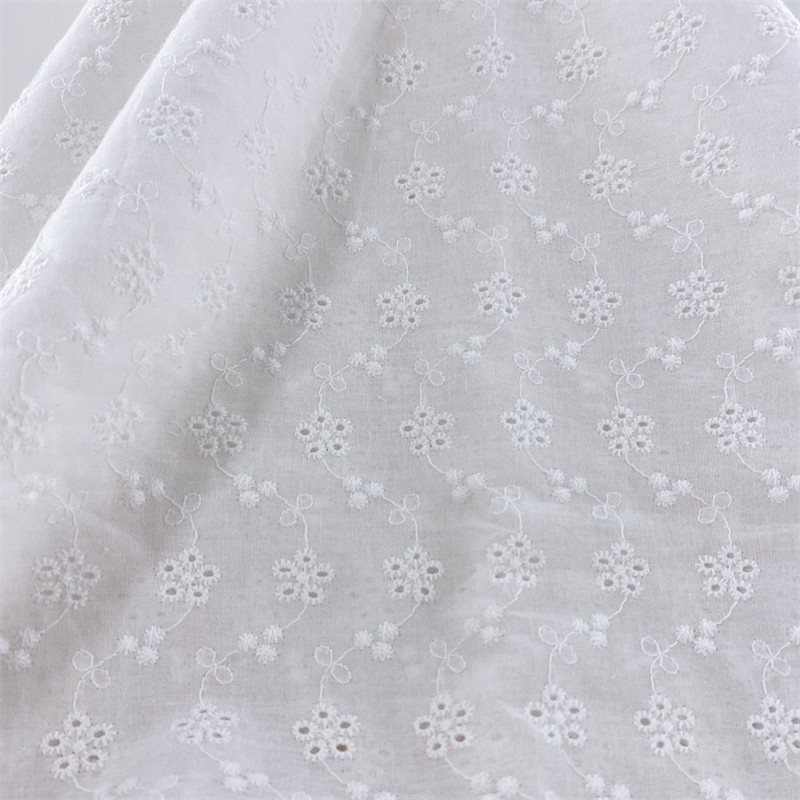 Lace fabric cotton hollow embroidered fabric cotton thread bilateral three-dimensional embroidery clothing dress cotton embroidered cloth