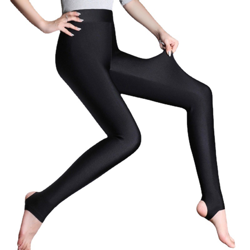 Lined Velvet Leggings Women's Autumn and Winter Outer Wear Gloss Pants Thickened Slim Warm Pants Winter Large Size Stretch Foot Pants