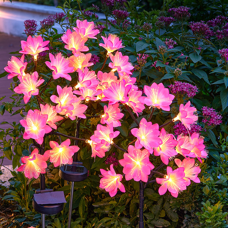 Cross-border artificial flower solar floor lamp Camellia lamp outdoor waterproof garden lawn LED decorative lamp