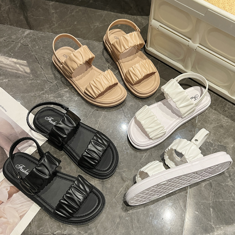 Sandals and Slippers Women's Summer New Home Non-Slip Slides Simple Solid Color All-Match Platform Slippers with Outdoor Beach Shoes