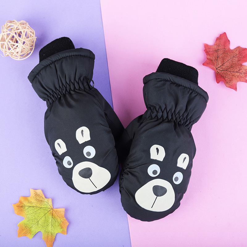 3-10 years old winter children stuffy child and finger thickened cotton warm windproof cold waterproof snow cartoon ski gloves winter