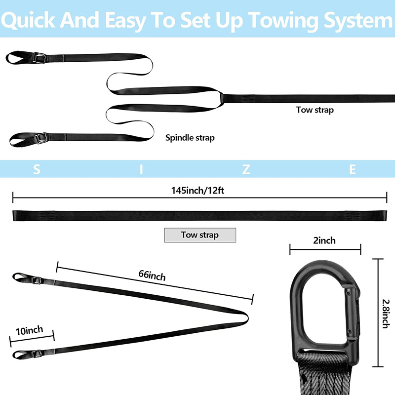 Sled trolley pull rope accessories ski trolley pull rope strength heavy duty ATV tow rope snow motorcycle tow rope