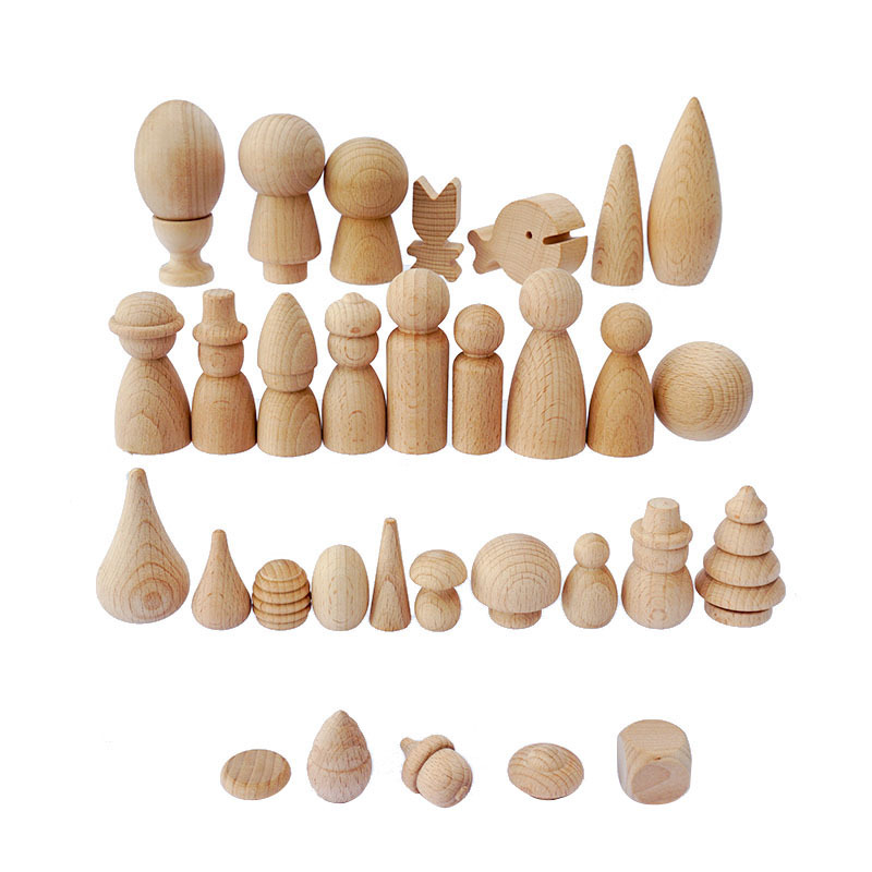 Solid Wood Beech Shape Building Blocks Essential Oil Expanding Fragrant Wood Log White Embryo Paintable Handmade Graffiti Decoration