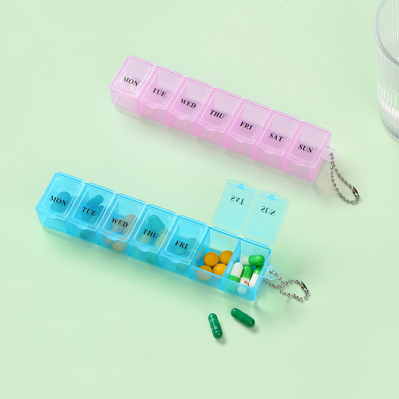 Seven-grid transparent medicine box storage box dustproof sub-packing medicine box 7-day capsule storage box weekly reminder medicine box