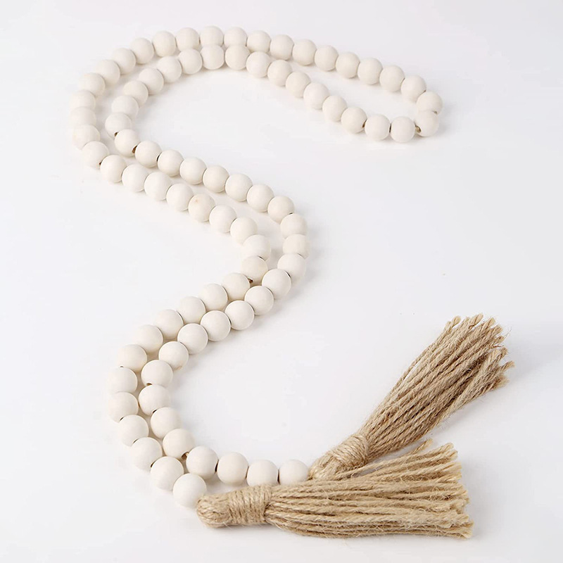 Ins原木色麻縄木珠流蘇串家庭装飾ストラップアマゾンwood bead garland|undefined