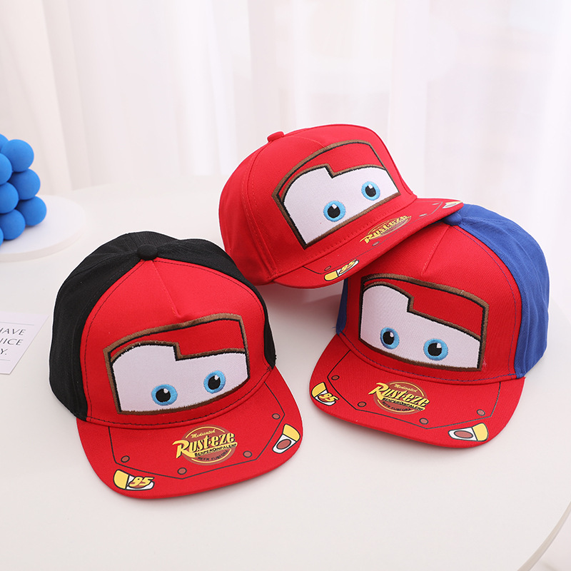 Korean version of the car children flat along the baseball cap spring and autumn new cartoon lightning McQueen boys and girls hip-hop cap wholesale