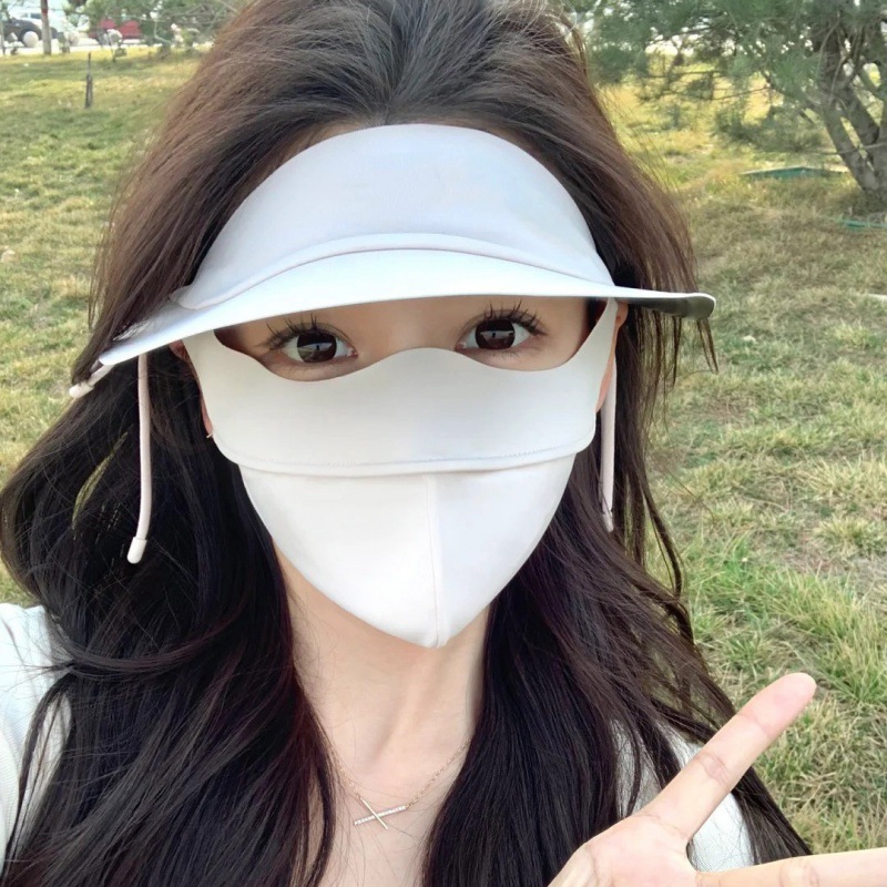 BANANAUNDER Same Face Gini Sunscreen Black Rubber Hat Brim Mask Sunshade Sunscreen UV Protection Integrated Mask