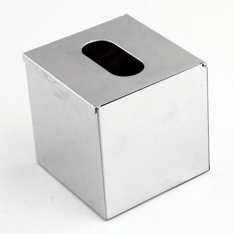 13*13*13 square stainless steel tissue box factory direct supply desktop table surface natural color dustproof tissue box