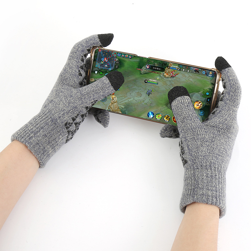 Cross-border Amazon gloves winter men's and women's fleece-lined plus size running outdoor cycling touch screen knitted warm gloves