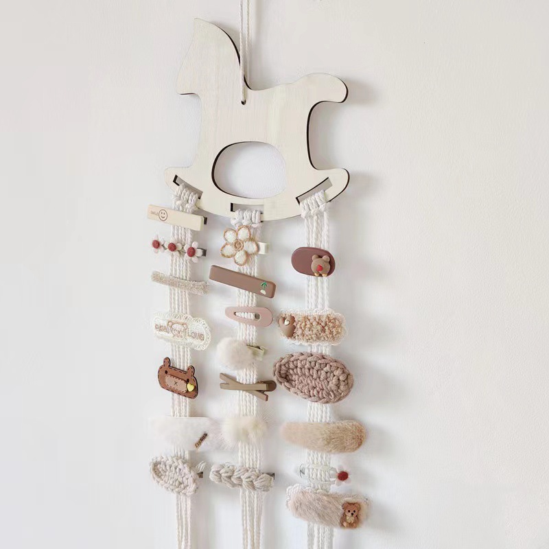 ins Nordic Style Solid Wood Trojan Horse Jewelry Hairpin Hairpin Headband Storage Pendant Cartoon Headwear Wall Hanging diy Material