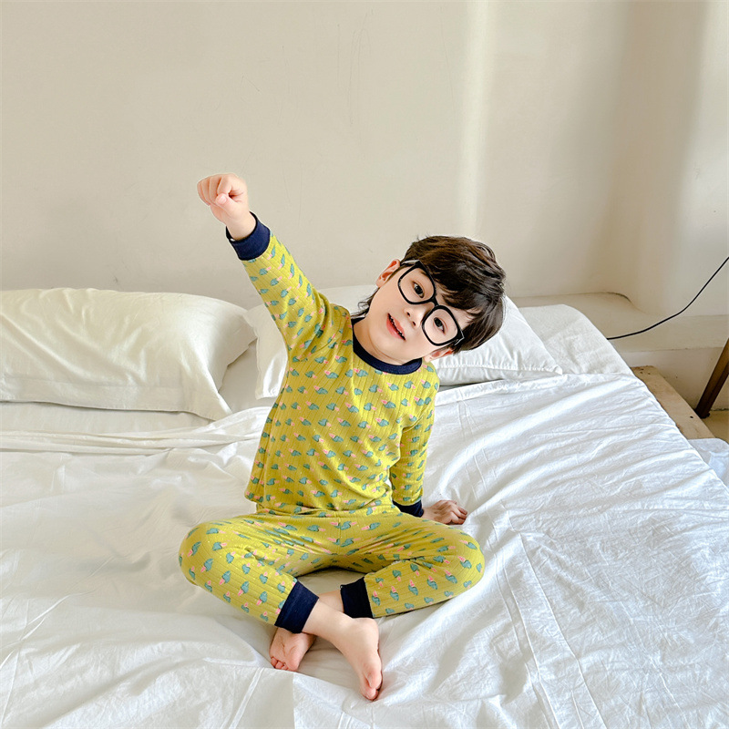 Children's Home wear suit Cotton Girls' cotton pajamas two-piece set baby boys' underwear baby autumn clothes long pants