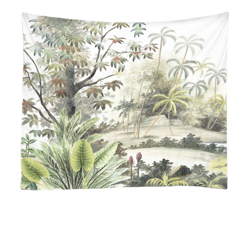 New Forest Tropical Plants Fresh Tapestry Home Wall Decoration Background Cloth Wall Hanging Cloth Hanging Painting