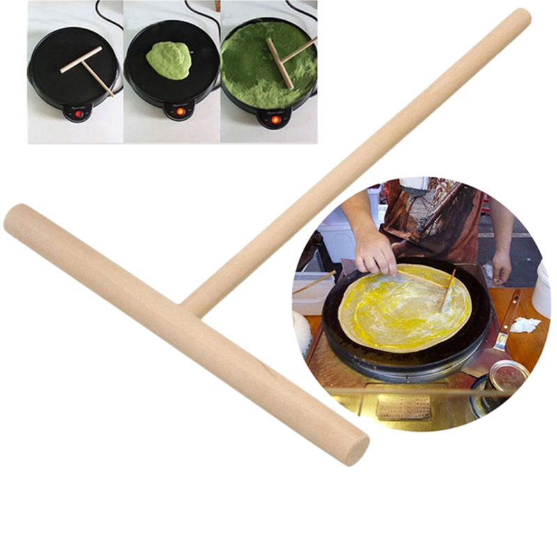 Pancake fruit rake round pancake fruit tool T-shaped egg cake scraper diy paste wooden tool