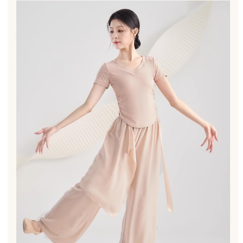 Chicken Heart Collar Modern Dance Basic Dance Clothing Women's Short-sleeved Classical Dance Chinese Dance Practice Clothing Art Test Body Basic Training