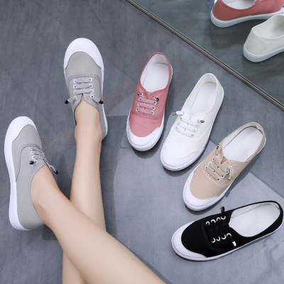 Cross-border Canvas Shoes 2024 Spring New Canvas Shoes Women's All-match White Shoes Student Flat Casual Board Shoes