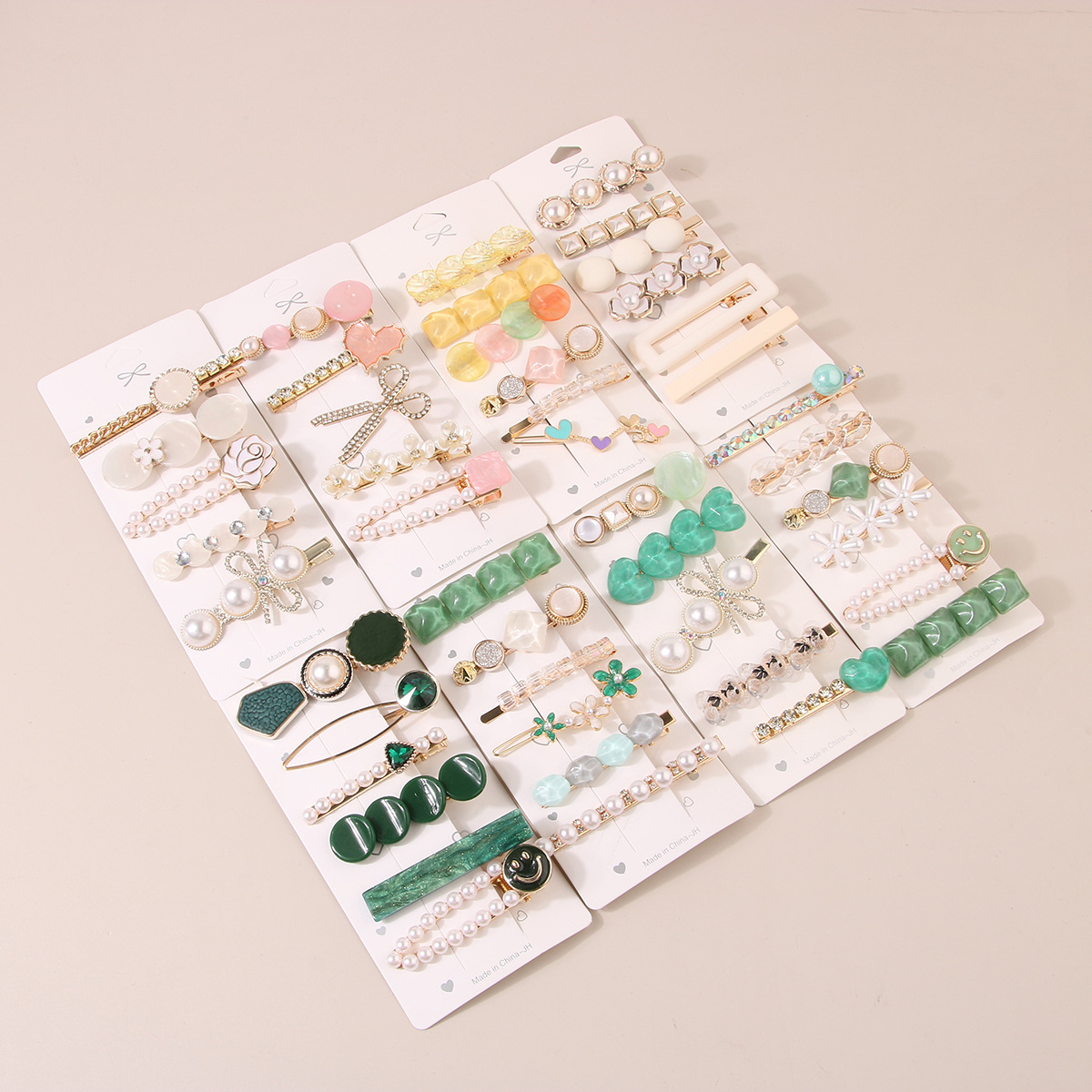 Guanyang nuovo carino set di forcine per capelli con perle e strass, clip laterale per ragazze, accessori per capelli con una sola parola, all'ingrosso_voghion.com