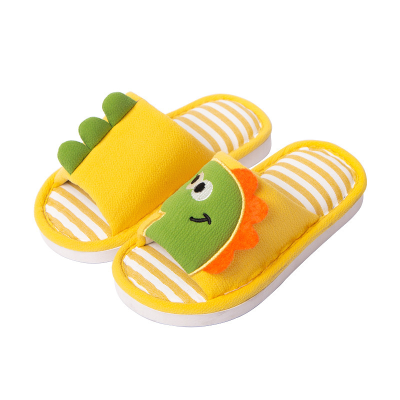 New children's linen slippers summer Cartoon slippers female children's indoor home baby dinosaur slippers