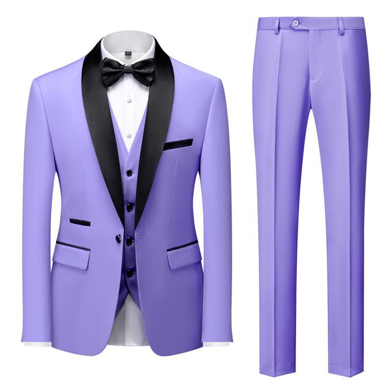 2023 new men's suit suit green collar stage suit dress host performance bridegroom best man three-piece suit