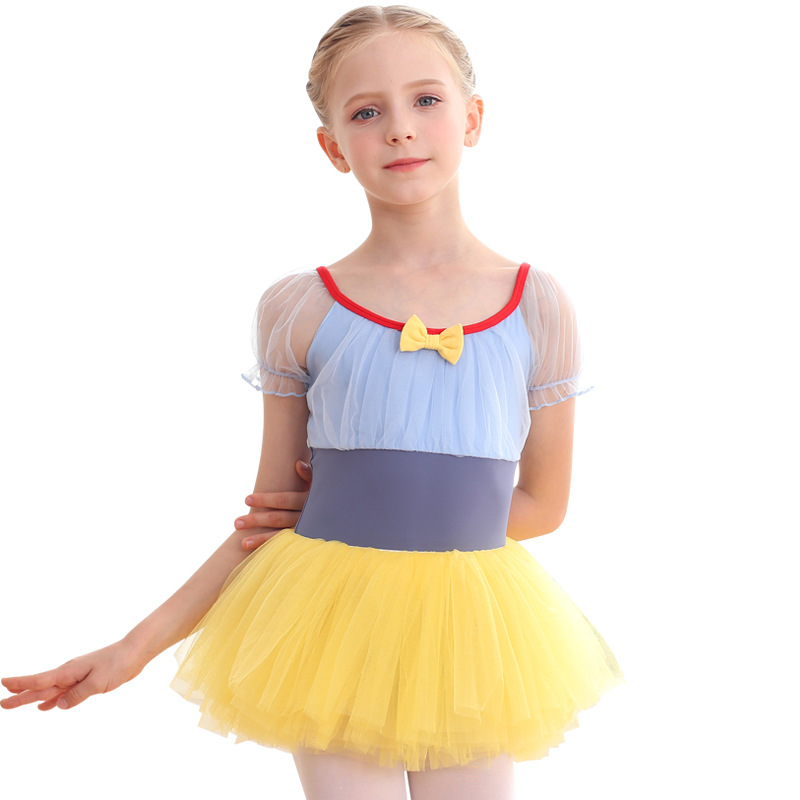 Children's dance clothes summer short-sleeved Snow White dancing skirt girls' Children's Children's Day performance costume ballet skirt practice clothes