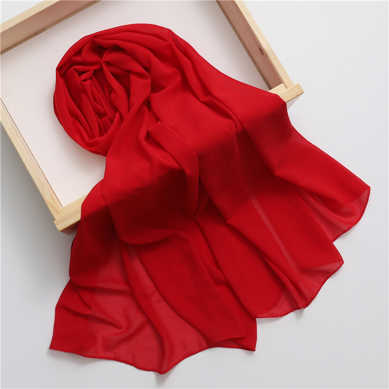 Pearl chiffon scarf solid color rectangular scarf women's shawl basic monochrome all-match scarf wholesale