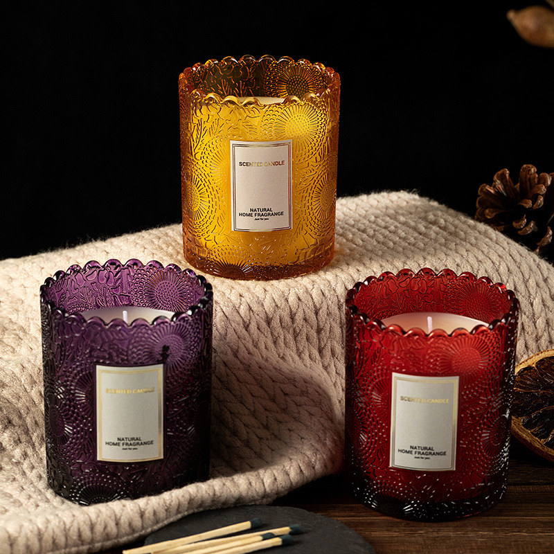 Solid Candle Romantic Glass Valentine's Day Birthday Gift Accompanying Gift Box Smokeless Soybean Wax Aromatherapy Candle Lamp