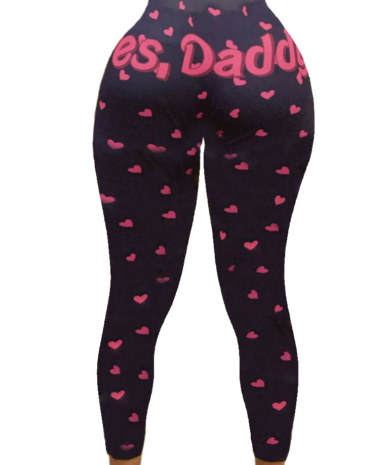 D9455 Amazon Hot European and American Women's Sexy Women's Tight Pants Pattern Printed Pants Yoga Pants