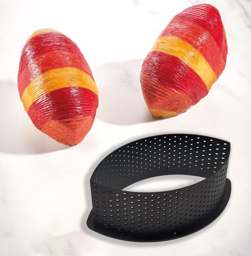 Round Tower Ring Black Plastic Tart Ring Round Cutting Mold with Holes Mousse Mesh Cake Ring Acrylic Stamped Cheese