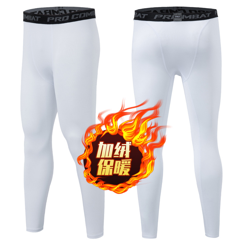 Fitness Clothes Men's Autumn and Winter fleece-lined Tights Running Training Quick-drying Clothes Fitness Pants High Elastic Long-sleeved Sports suit