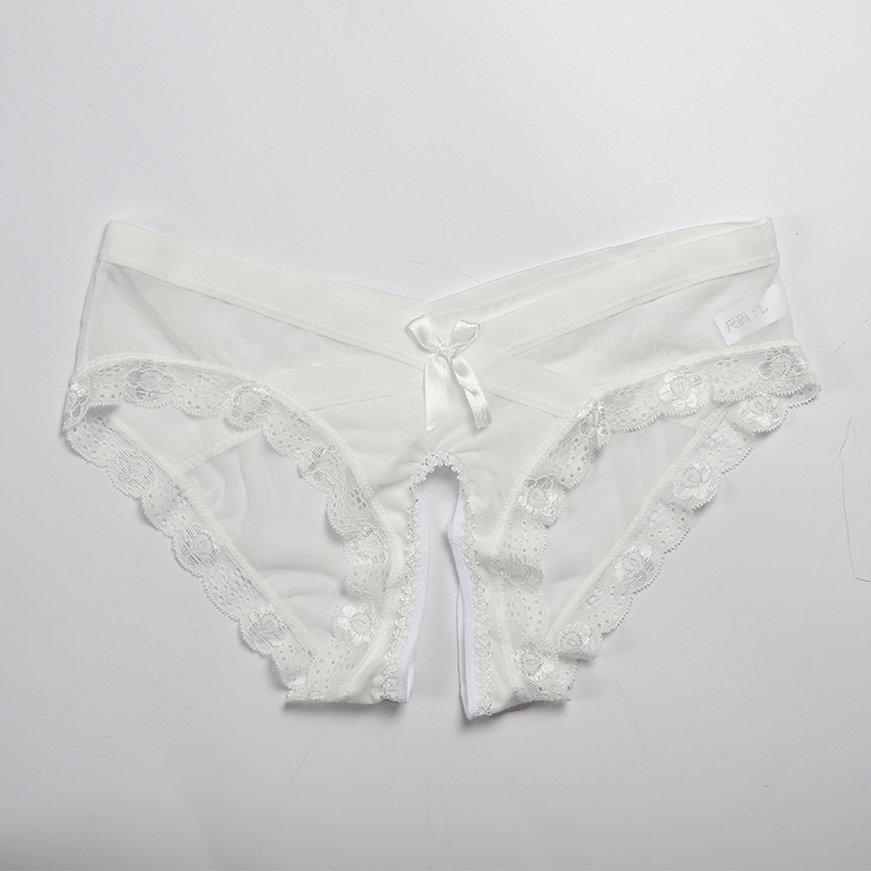 Sexy Mesh Open Crotch Panties Women's Pure Desire Style Sex Free Low Waist Transparent Temptation Passion Open Crotch Panties
