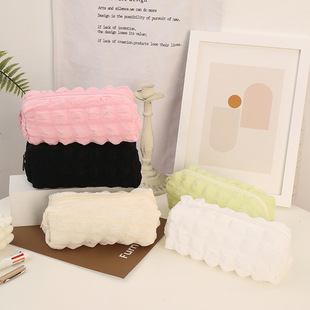 ins Style Cream Puff Pencil Bag High Color Value Large Capacity Soft fufu Simple Dirt Resistant and Durable Stationery Bag Pencil Case