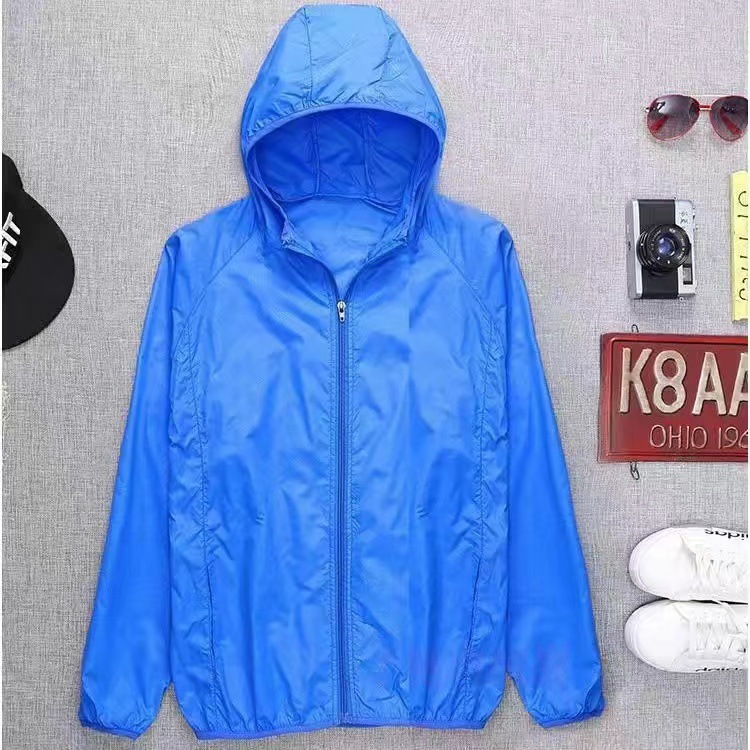 2023 sun protection clothing men's and women's skin clothing outdoor sun protection clothing breathable hooded cardigan thin coat men's solid color all-match