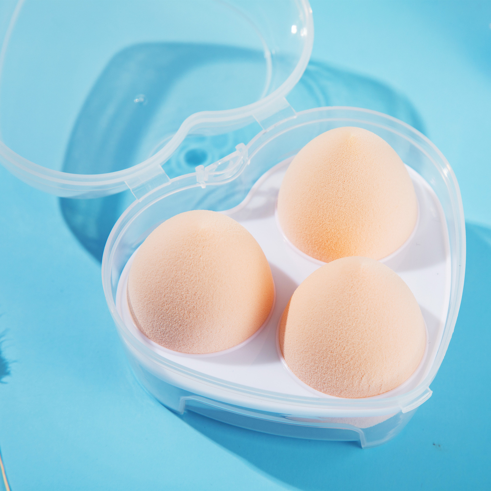Love Shape Beauty Makeup Egg Three Pack Box Beauty Makeup Egg Enlarges in Water Makeup Egg Soft Gourd Powder Puff Sponge