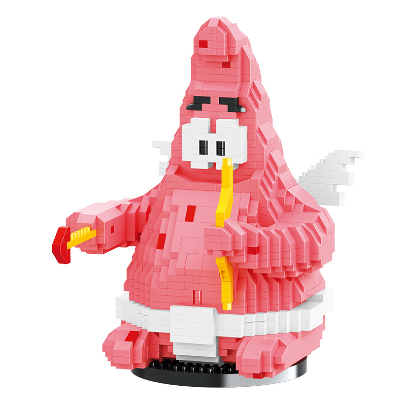 Microparticle building blocks cartoon Spongebob Paida Star assembled educational toys boys gift wholesale a generation of hair