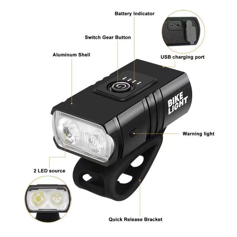 Double T6 bicycle aluminum alloy headlight high lumen far and near light outdoor cycling light USB charging front and rear light set